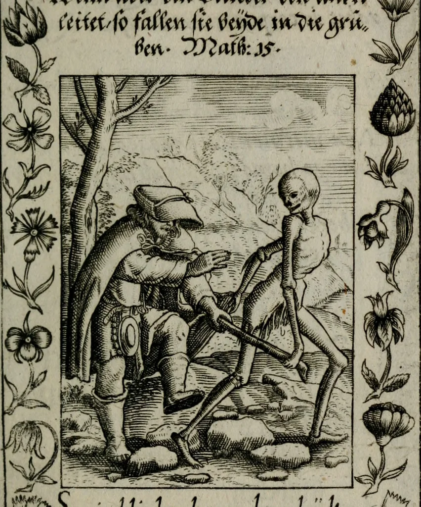 An illustration from Icones mortis : sexaginta imaginibus, totidemq[ue], 1648, leaf 120