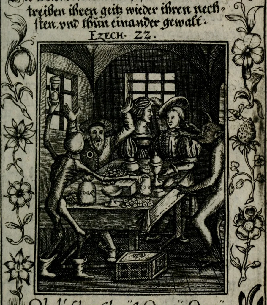 An illustration from Icones mortis : sexaginta imaginibus, totidemq[ue], 1648, leaf 132