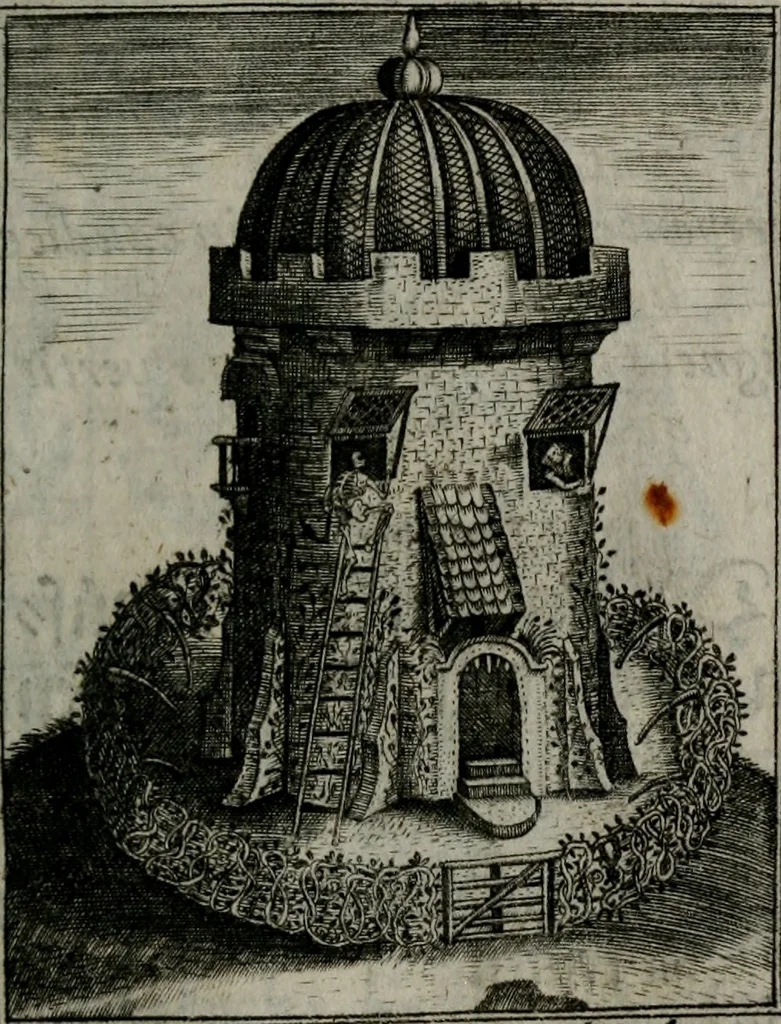 An illustration from Icones mortis : sexaginta imaginibus, totidemq[ue], 1648, leaf 136