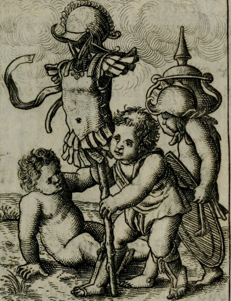 An illustration from Icones mortis : sexaginta imaginibus, totidemq[ue], 1648, leaf 142