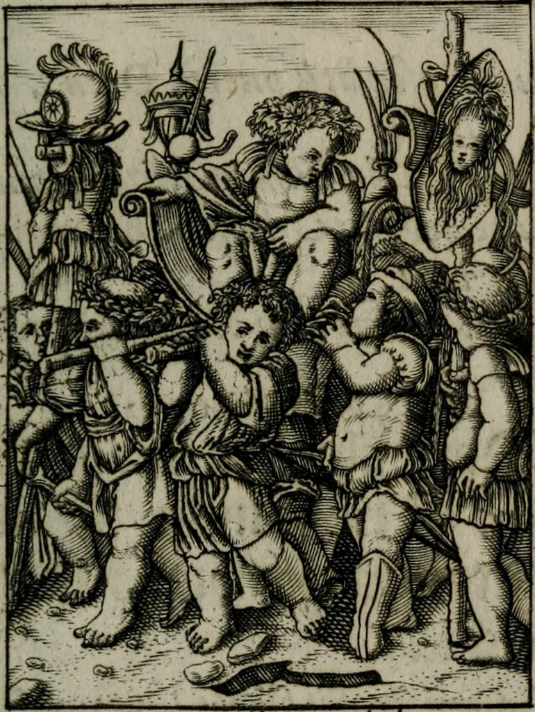 An illustration from Icones mortis : sexaginta imaginibus, totidemq[ue], 1648, leaf 146
