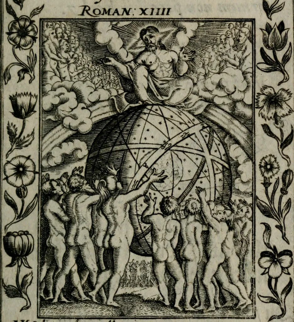 An illustration from Icones mortis : sexaginta imaginibus, totidemq[ue], 1648, leaf 150