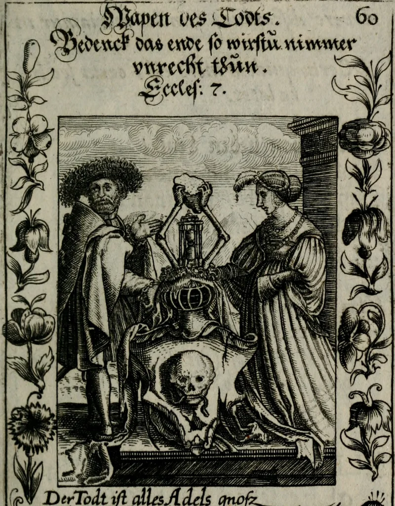 An illustration from Icones mortis : sexaginta imaginibus, totidemq[ue], 1648, leaf 152