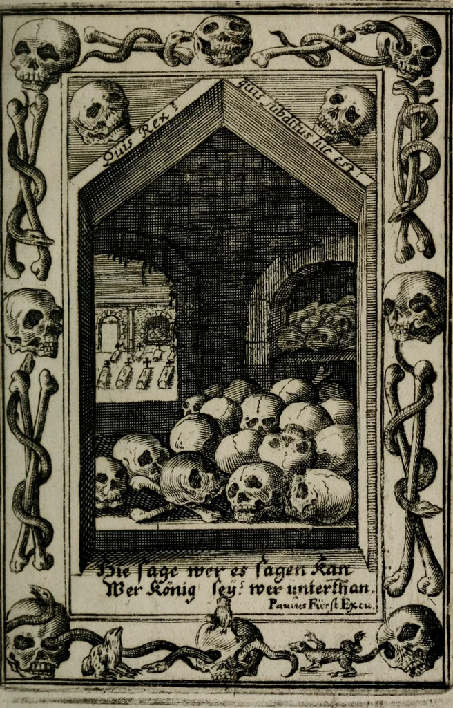 An illustration from Icones mortis : sexaginta imaginibus, totidemq[ue], 1648, leaf 154
