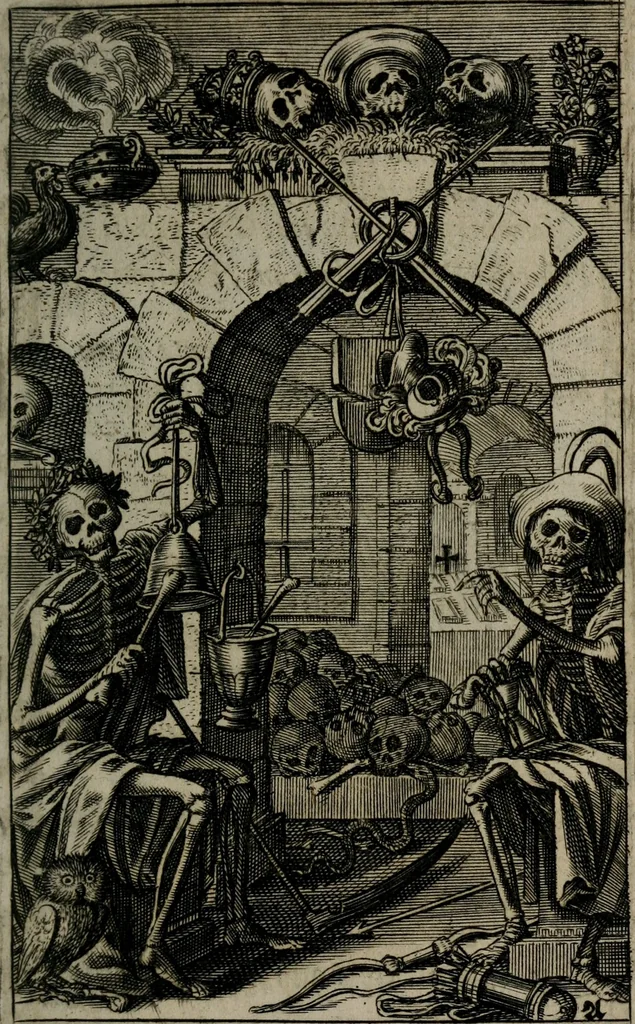 An illustration from Icones mortis : sexaginta imaginibus, totidemq[ue], 1648, leaf 38