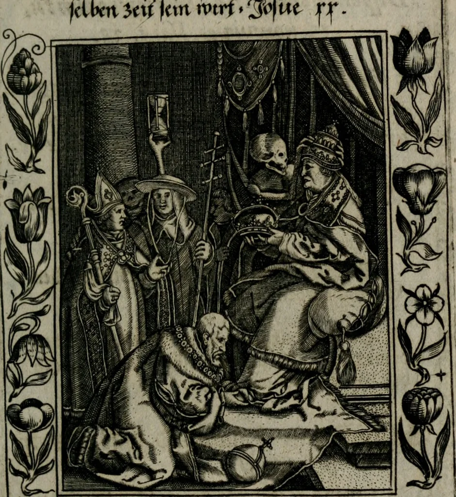 An illustration from Icones mortis : sexaginta imaginibus, totidemq[ue], 1648, leaf 46