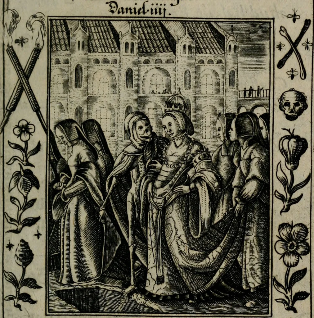 An illustration from Icones mortis : sexaginta imaginibus, totidemq[ue], 1648, leaf 50