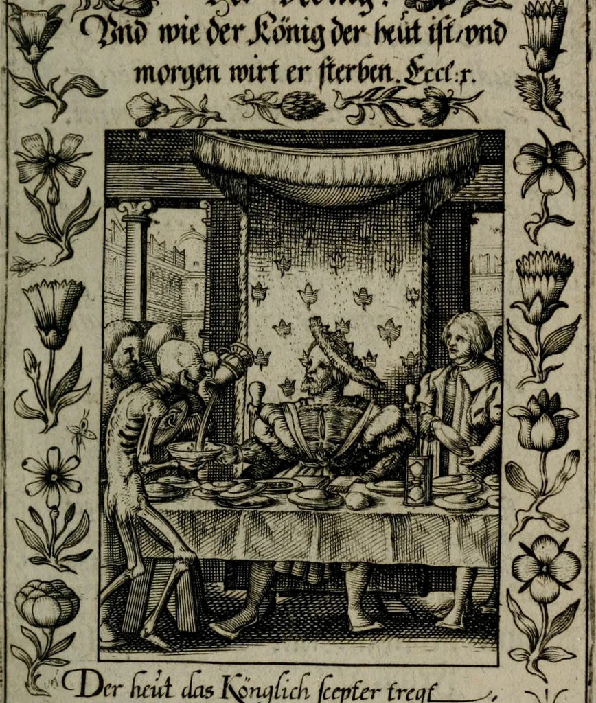 An illustration from Icones mortis : sexaginta imaginibus, totidemq[ue], 1648, leaf 52