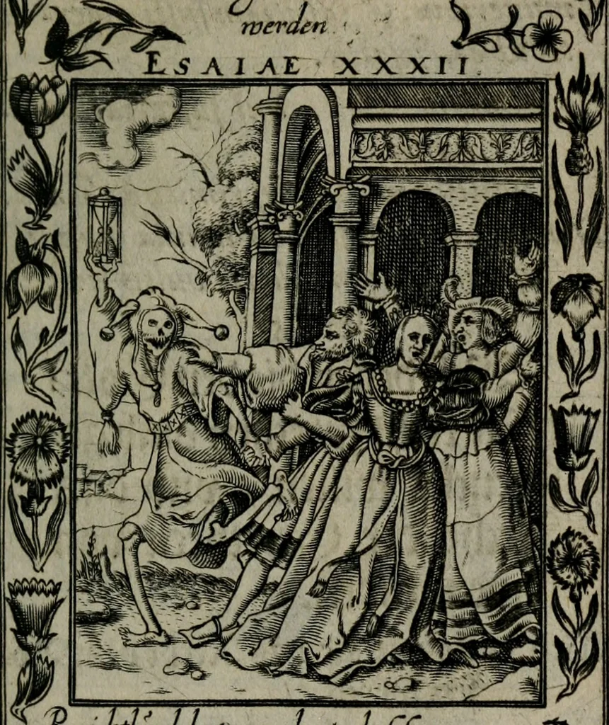 An illustration from Icones mortis : sexaginta imaginibus, totidemq[ue], 1648, leaf 54
