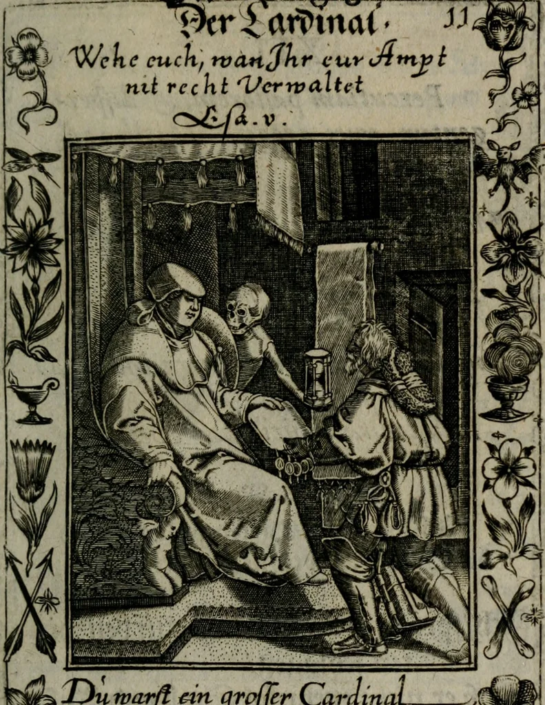An illustration from Icones mortis : sexaginta imaginibus, totidemq[ue], 1648, leaf 56