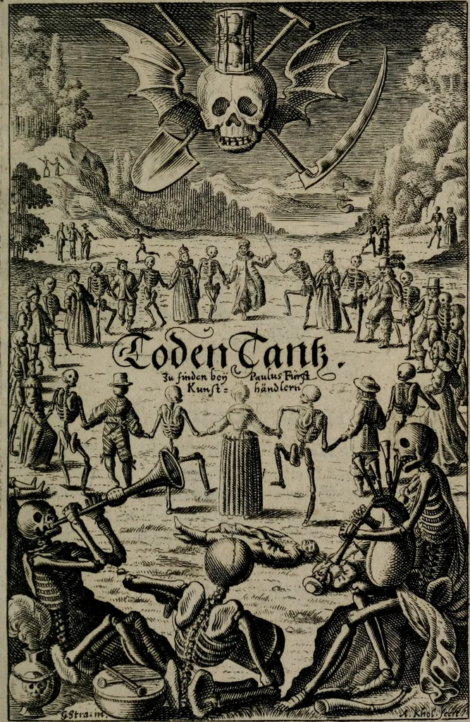 An illustration from Icones mortis : sexaginta imaginibus, totidemq[ue], 1648, leaf 6