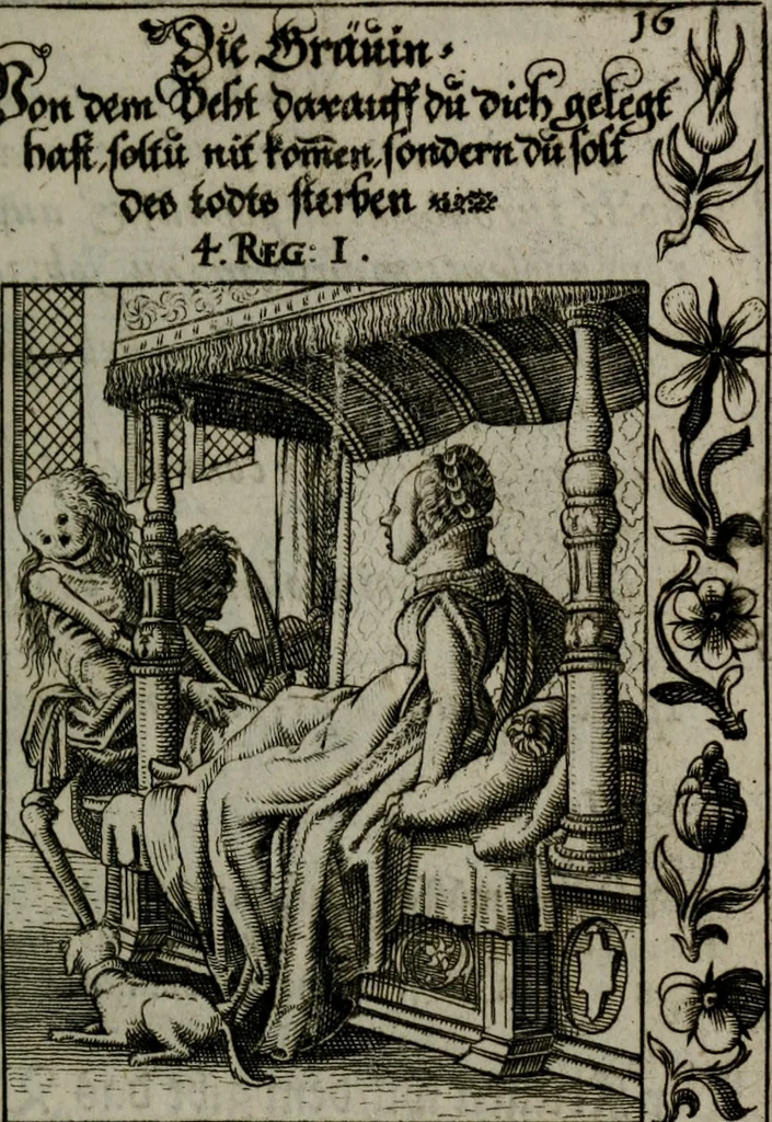 An illustration from Icones mortis : sexaginta imaginibus, totidemq[ue], 1648, leaf 66
