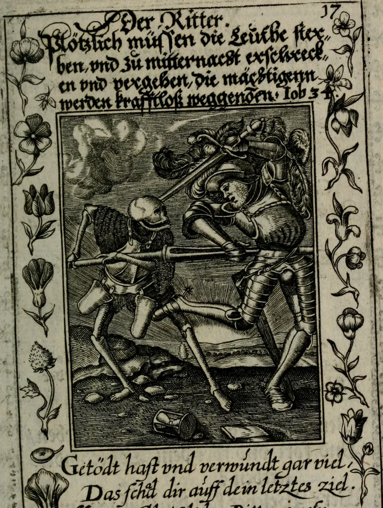 An illustration from Icones mortis : sexaginta imaginibus, totidemq[ue], 1648, leaf 70