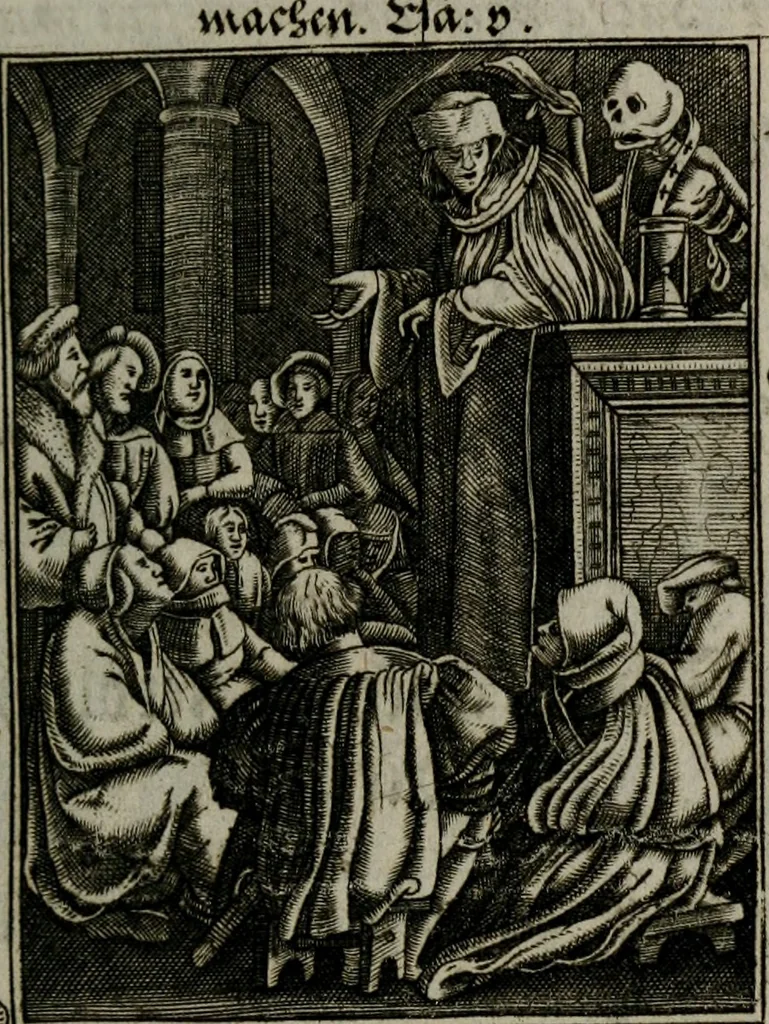 An illustration from Icones mortis : sexaginta imaginibus, totidemq[ue], 1648, leaf 76