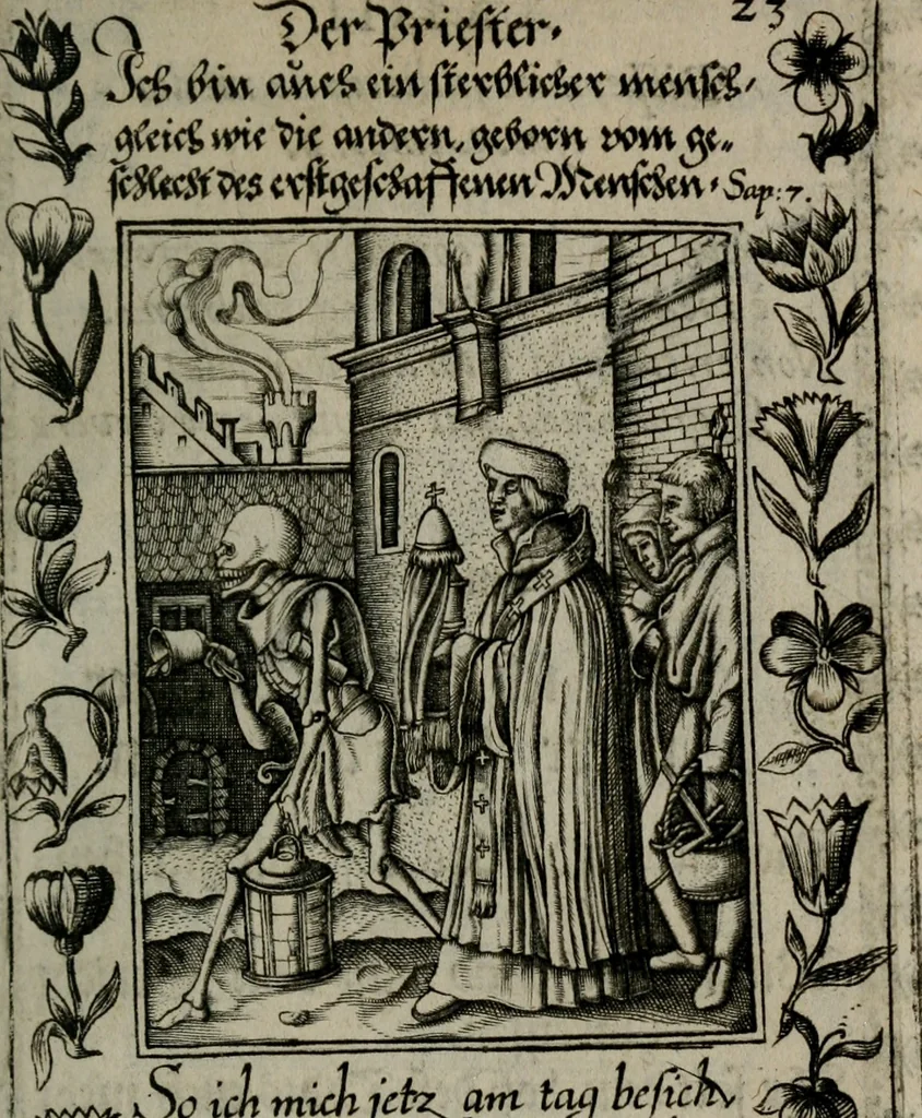 An illustration from Icones mortis : sexaginta imaginibus, totidemq[ue], 1648, leaf 80