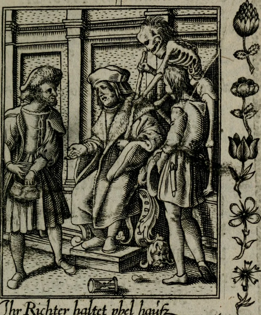 An illustration from Icones mortis : sexaginta imaginibus, totidemq[ue], 1648, leaf 82