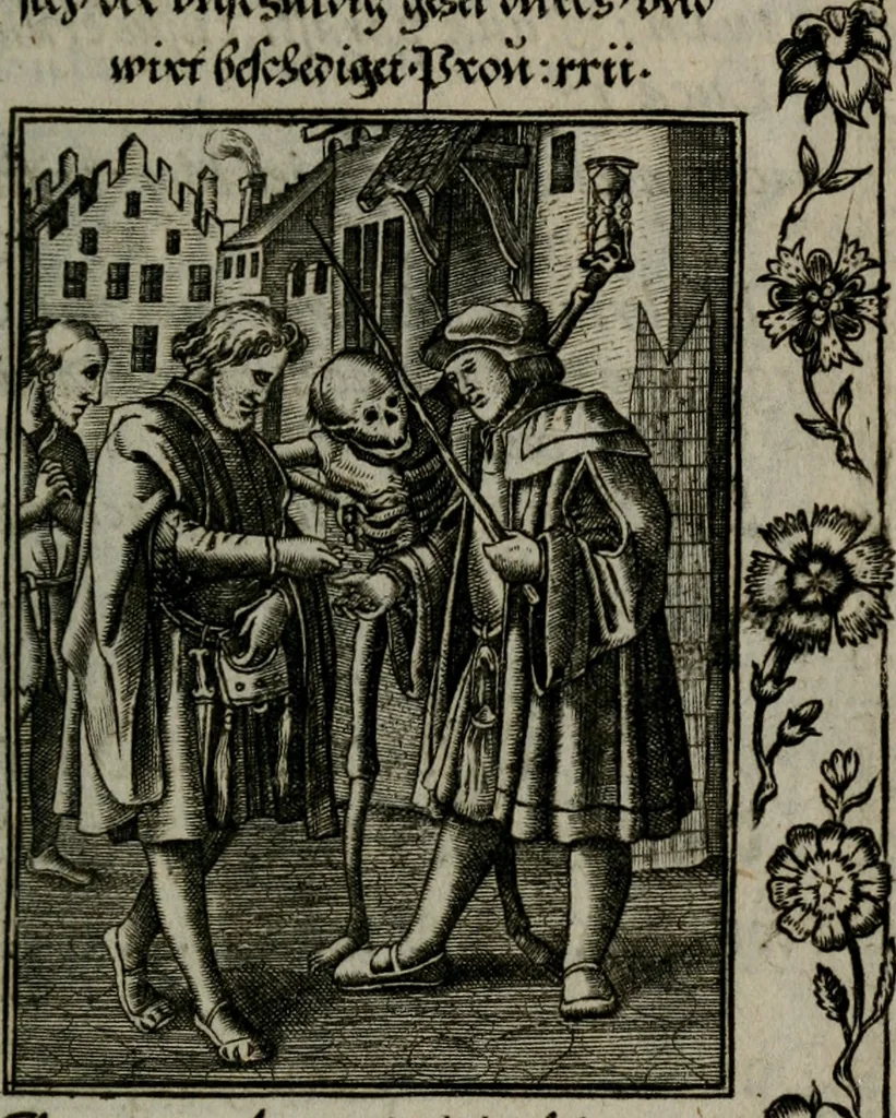 An illustration from Icones mortis : sexaginta imaginibus, totidemq[ue], 1648, leaf 92