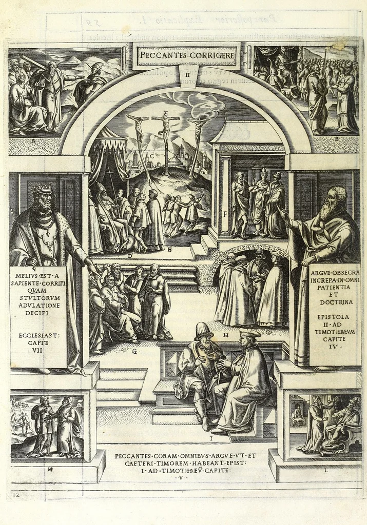 An illustration from Icones opervm misericordiae cvm Ivlii Roscii Hortini sententiis et explicationibvs : pars prior eorvm qvae ad corpvs pertinent, 1586, leaf 90