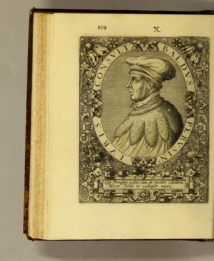 An illustration from Icones quinquaginta virorum illustrium doctrina & eruditione præstantium ad vivum effictæ, : cum eorum vitis, 1597, leaf 112