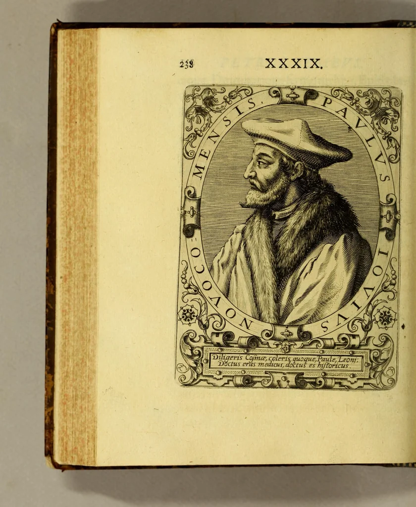 An illustration from Icones quinquaginta virorum illustrium doctrina & eruditione præstantium ad vivum effictæ, : cum eorum vitis, 1597, leaf 242