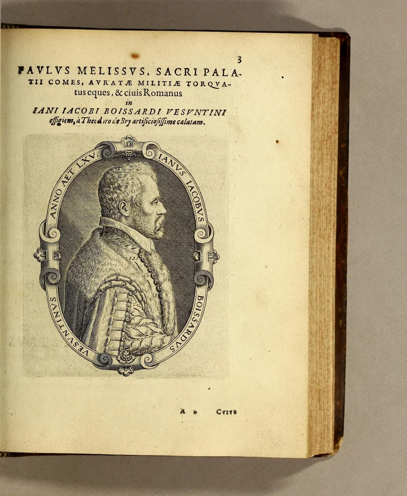 An illustration from Icones quinquaginta virorum illustrium doctrina & eruditione præstantium ad vivum effictæ, : cum eorum vitis, 1597, leaf 303