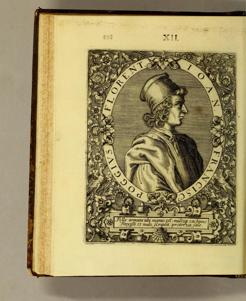 An illustration from Icones quinquaginta virorum illustrium doctrina & eruditione præstantium ad vivum effictæ, : cum eorum vitis, 1597, leaf 96