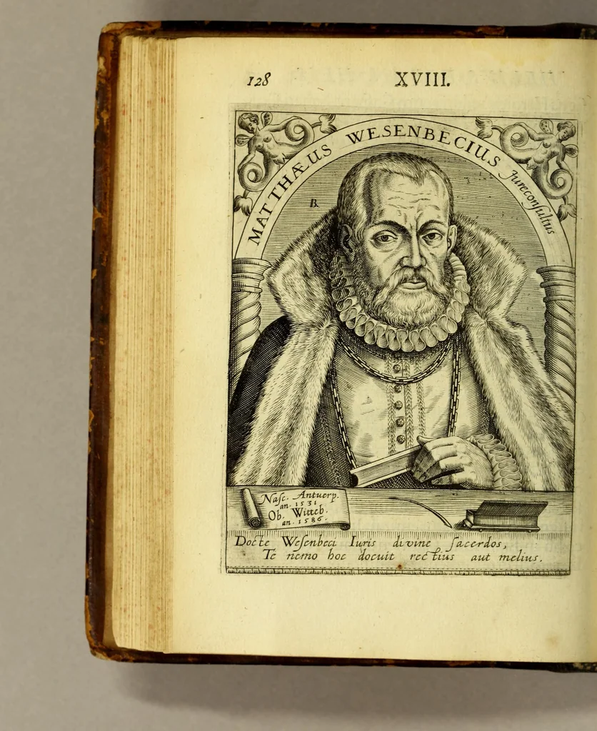 An illustration from Icones quinquaginta virorum illustrium doctrina & eruditione præstantium ad vivum effictæ, : cum eorum vitis, 1597, leaf 140