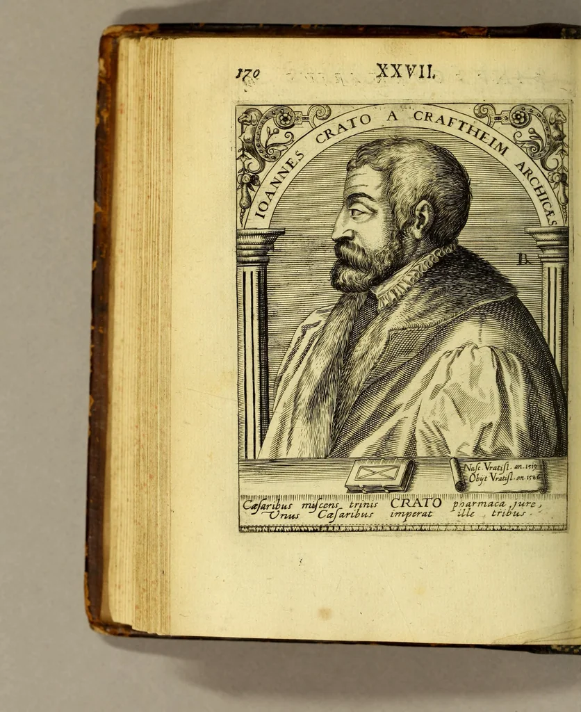 An illustration from Icones quinquaginta virorum illustrium doctrina & eruditione præstantium ad vivum effictæ, : cum eorum vitis, 1597, leaf 182