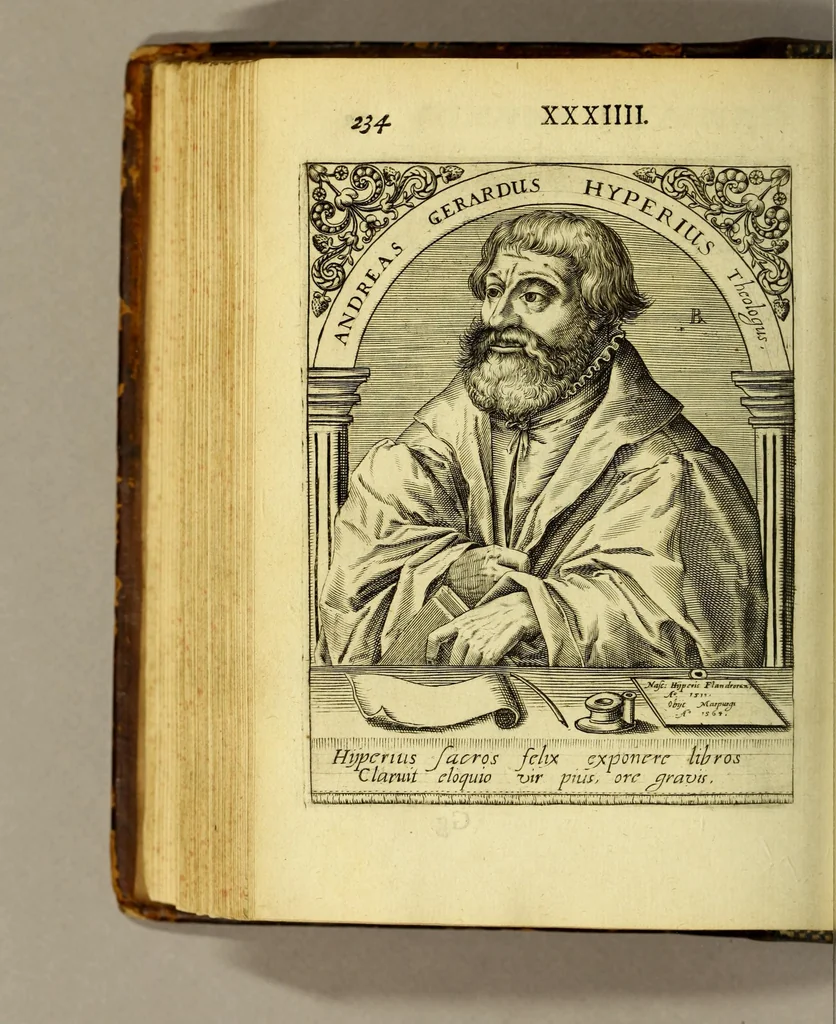 An illustration from Icones quinquaginta virorum illustrium doctrina & eruditione præstantium ad vivum effictæ, : cum eorum vitis, 1597, leaf 246