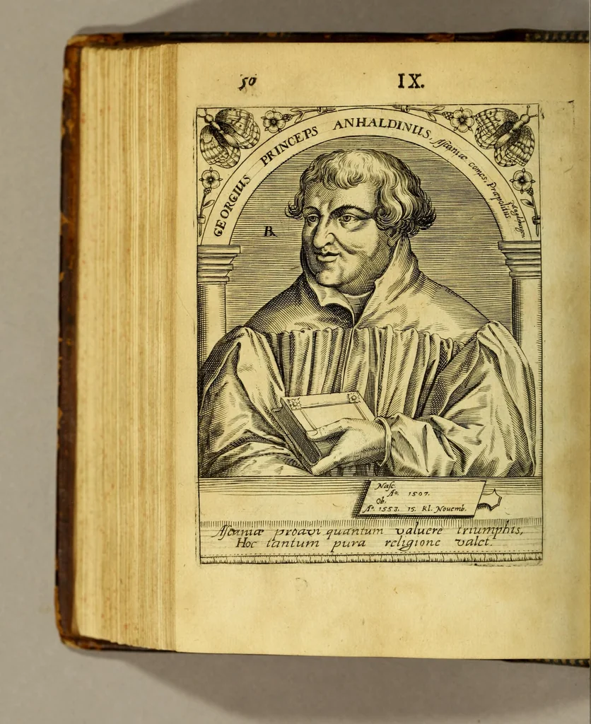 An illustration from Icones quinquaginta virorum illustrium doctrina & eruditione præstantium ad vivum effictæ, : cum eorum vitis, 1597, leaf 406