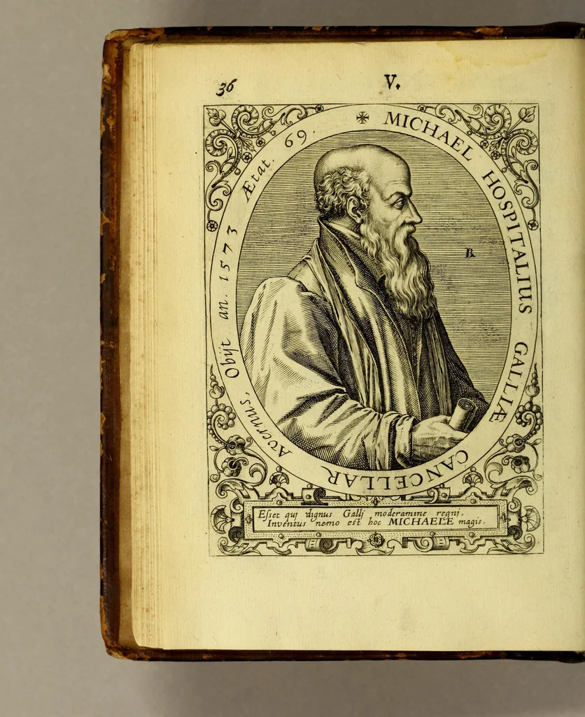 An illustration from Icones quinquaginta virorum illustrium doctrina & eruditione præstantium ad vivum effictæ, : cum eorum vitis, 1597, leaf 48