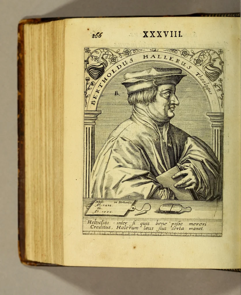 An illustration from Icones quinquaginta virorum illustrium doctrina & eruditione præstantium ad vivum effictæ, : cum eorum vitis, 1597, leaf 622