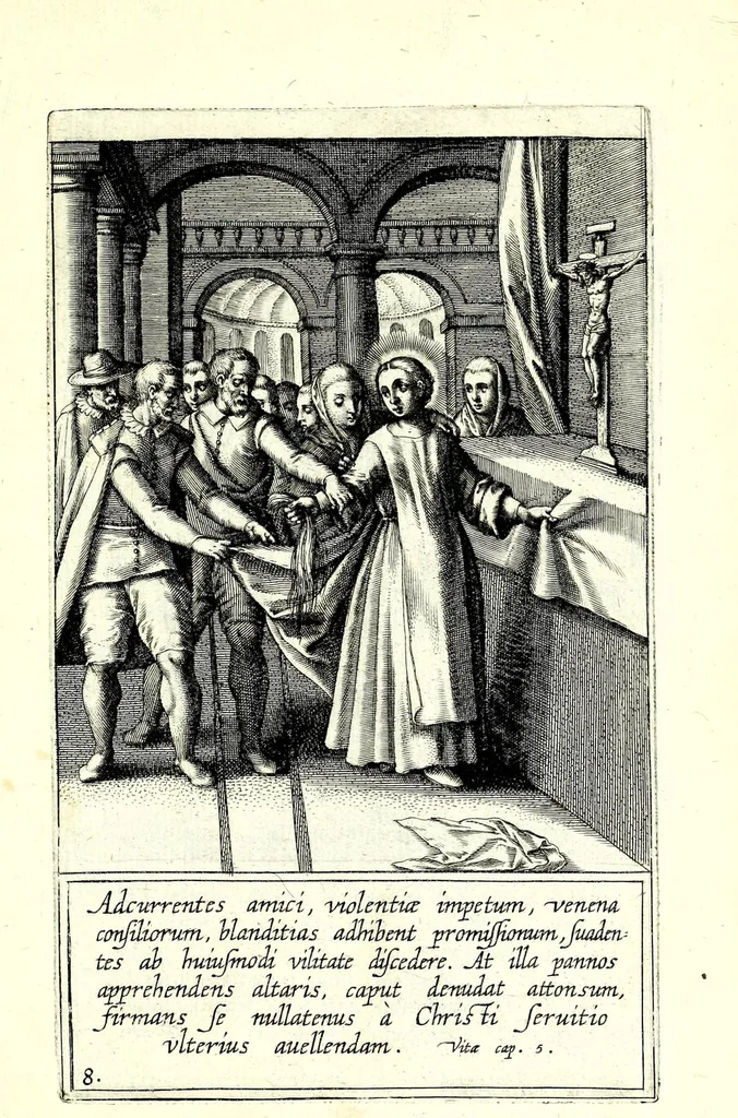 An illustration from Icones Sanctae Clarae B. Francisci Assisiatis primigeniae discipulae : vitam, miracula, mortem repraesentantes, leaf 27