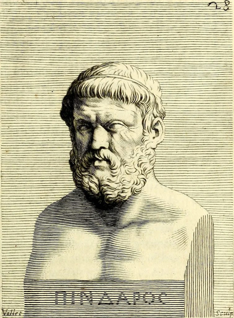 An illustration from Iconografia, cioè disegni d'imagini de famosissimi monarchi, regi, filosofi, poeti ed oratori dell'antichità, cauati, 1669, leaf 148