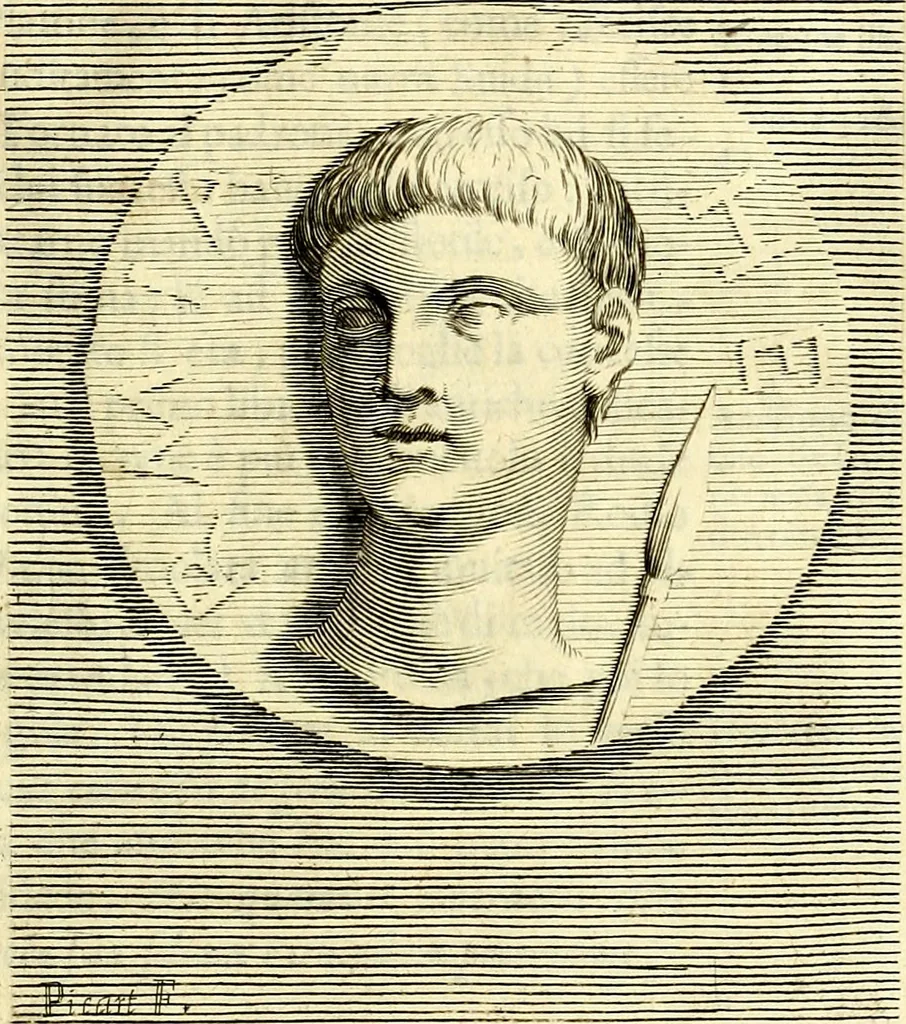 An illustration from Iconografia, cioè disegni d'imagini de famosissimi monarchi, regi, filosofi, poeti ed oratori dell'antichità, cauati, 1669, leaf 164