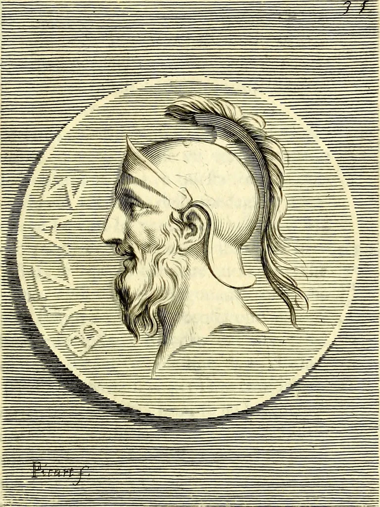 An illustration from Iconografia, cioè disegni d'imagini de famosissimi monarchi, regi, filosofi, poeti ed oratori dell'antichità, cauati, 1669, leaf 176