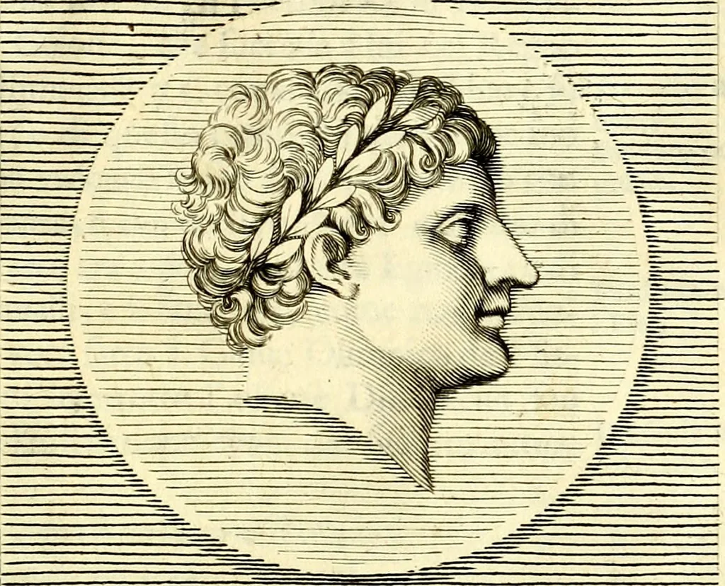 An illustration from Iconografia, cioè disegni d'imagini de famosissimi monarchi, regi, filosofi, poeti ed oratori dell'antichità, cauati, 1669, leaf 184