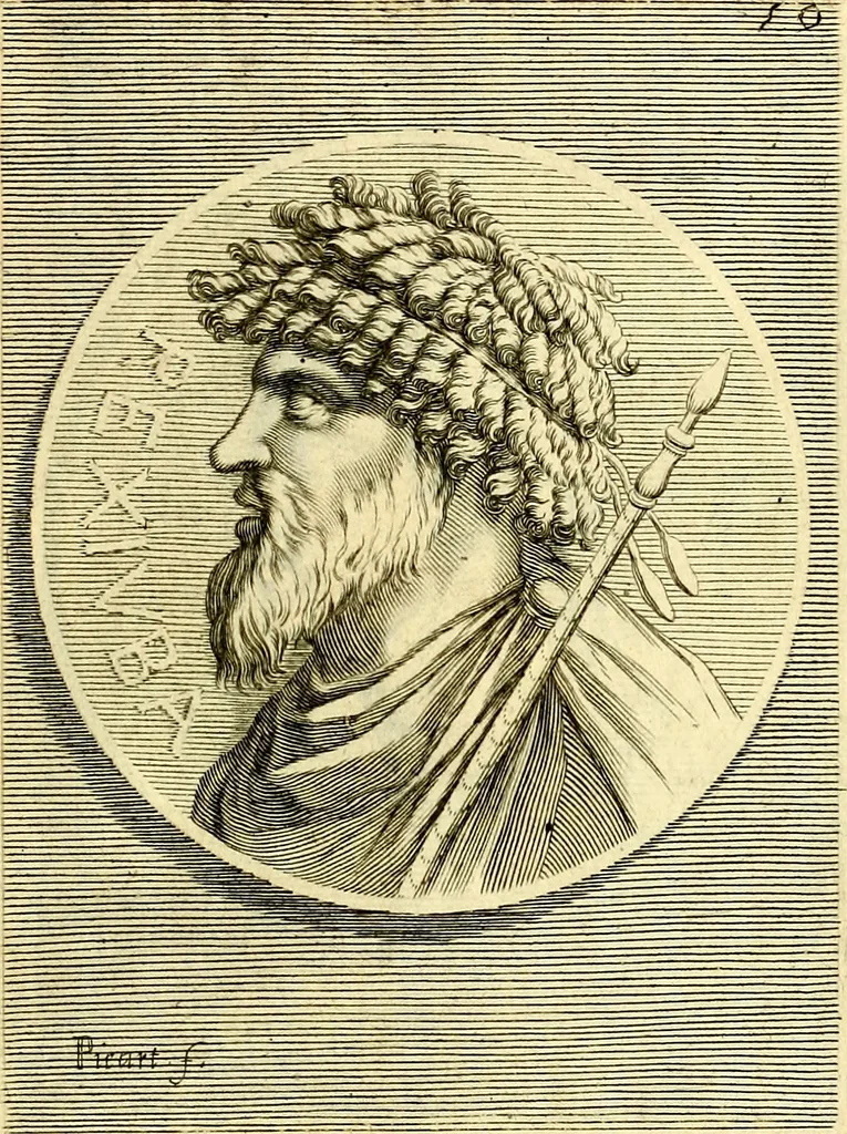 An illustration from Iconografia, cioè disegni d'imagini de famosissimi monarchi, regi, filosofi, poeti ed oratori dell'antichità, cauati, 1669, leaf 250