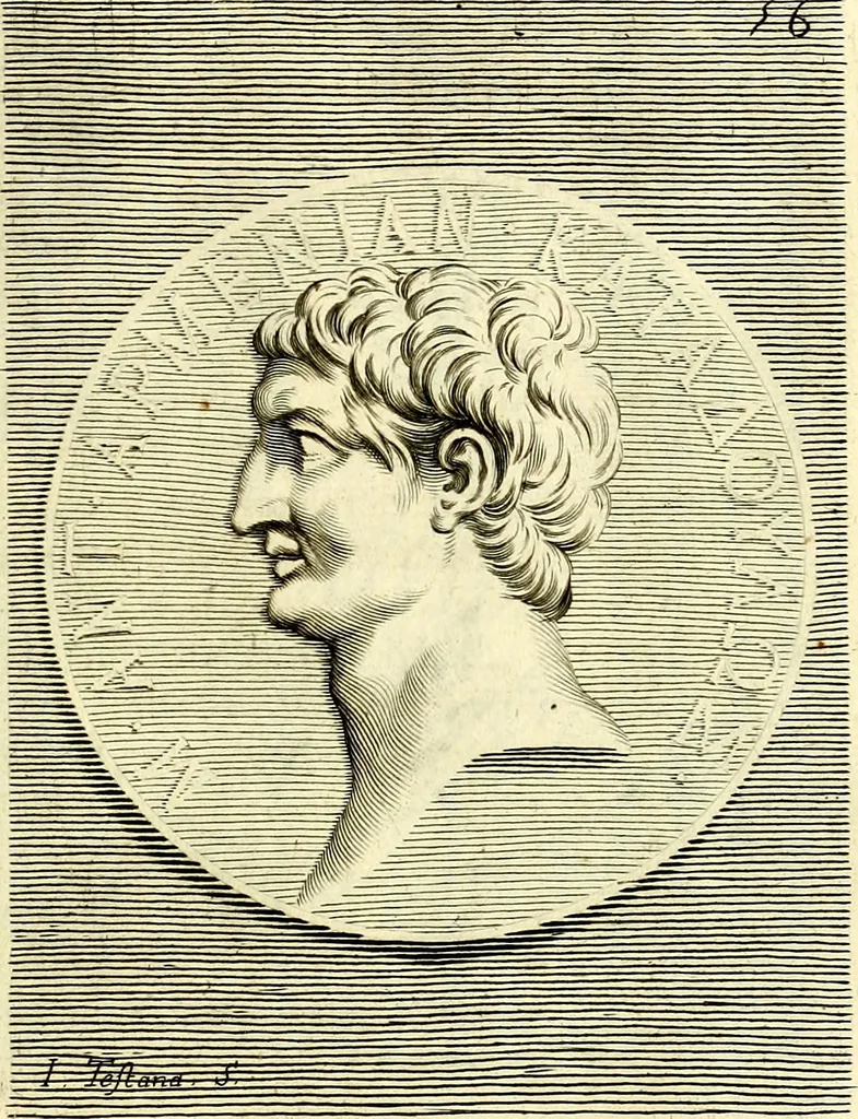 An illustration from Iconografia, cioè disegni d'imagini de famosissimi monarchi, regi, filosofi, poeti ed oratori dell'antichità, cauati, 1669, leaf 272