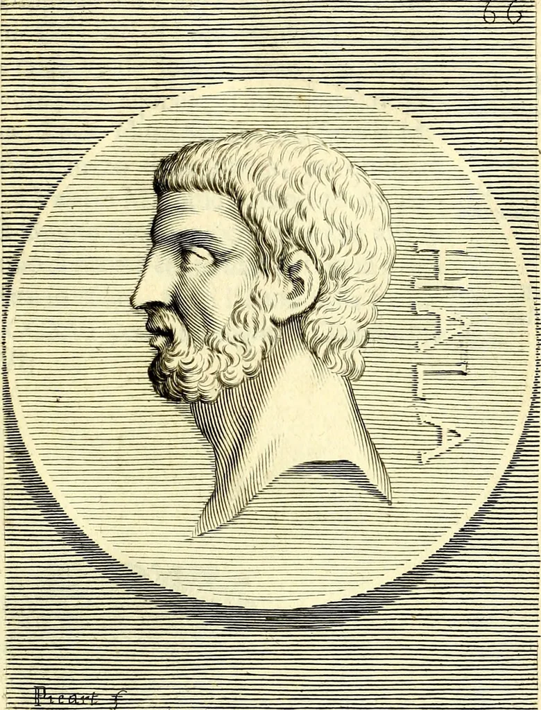 An illustration from Iconografia, cioè disegni d'imagini de famosissimi monarchi, regi, filosofi, poeti ed oratori dell'antichità, cauati, 1669, leaf 308