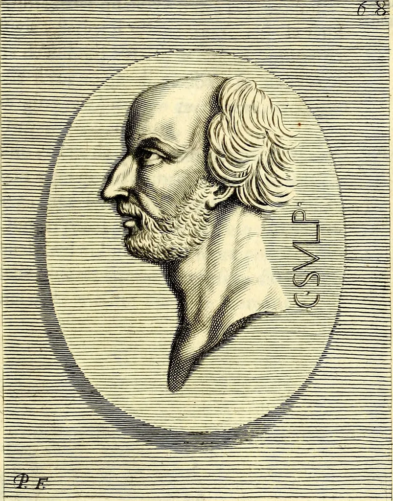 An illustration from Iconografia, cioè disegni d'imagini de famosissimi monarchi, regi, filosofi, poeti ed oratori dell'antichità, cauati, 1669, leaf 316