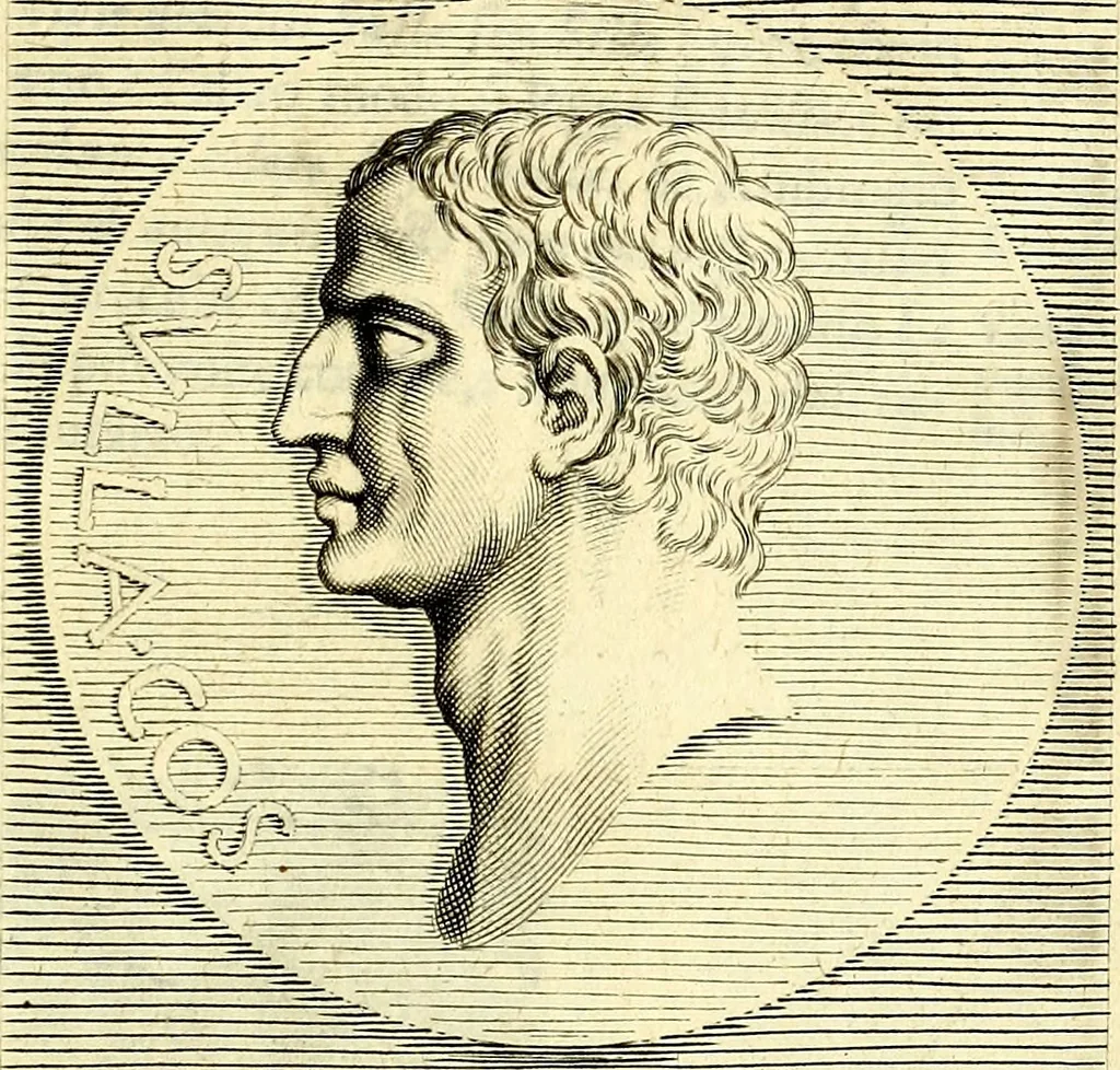 An illustration from Iconografia, cioè disegni d'imagini de famosissimi monarchi, regi, filosofi, poeti ed oratori dell'antichità, cauati, 1669, leaf 320