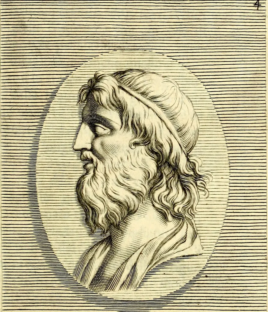 An illustration from Iconografia, cioè disegni d'imagini de famosissimi monarchi, regi, filosofi, poeti ed oratori dell'antichità, cauati, 1669, leaf 38