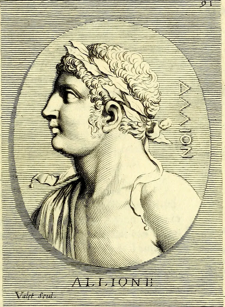 An illustration from Iconografia, cioè disegni d'imagini de famosissimi monarchi, regi, filosofi, poeti ed oratori dell'antichità, cauati, 1669, leaf 408