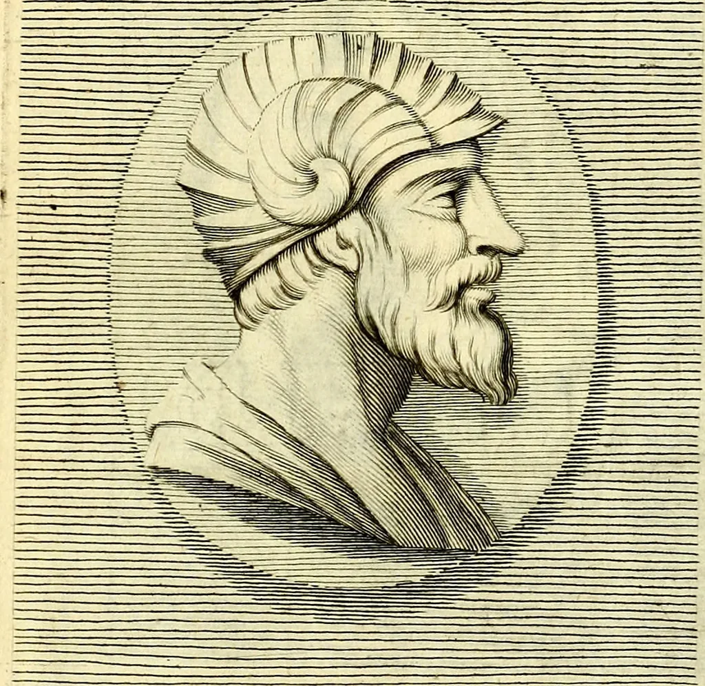 An illustration from Iconografia, cioè disegni d'imagini de famosissimi monarchi, regi, filosofi, poeti ed oratori dell'antichità, cauati, 1669, leaf 462