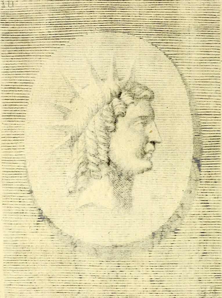 An illustration from Iconografia, cioè disegni d'imagini de famosissimi monarchi, regi, filosofi, poeti ed oratori dell'antichità, cauati, 1669, leaf 481