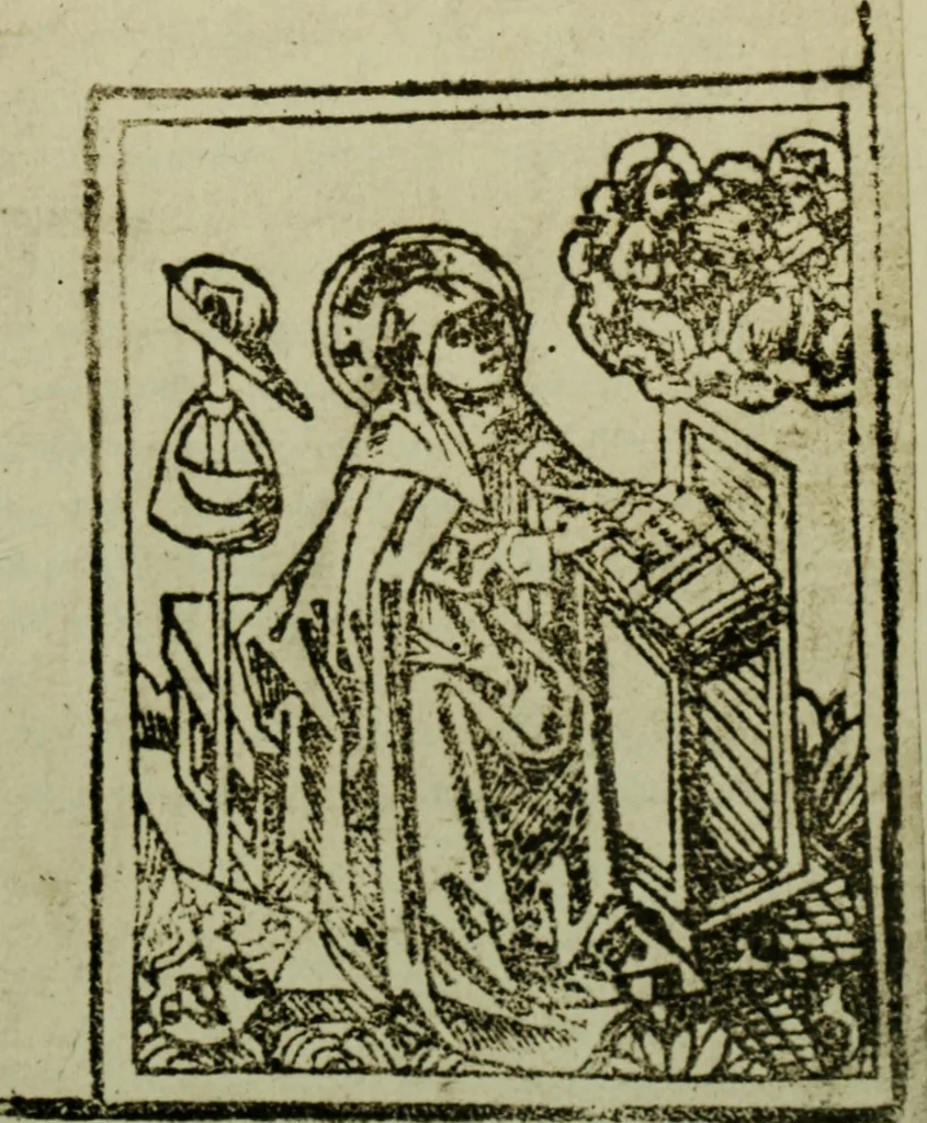 An illustration from Iconographia Birgittina typographica, 1915, leaf 26