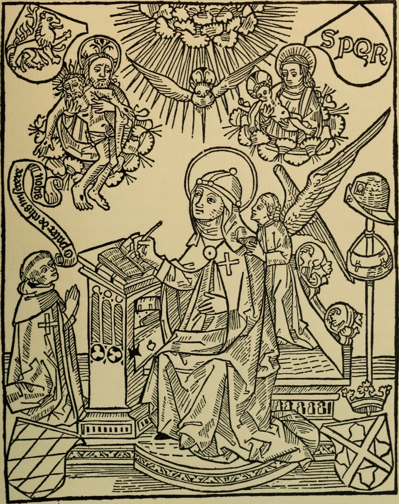 An illustration from Iconographia Birgittina typographica, 1915, leaf 38