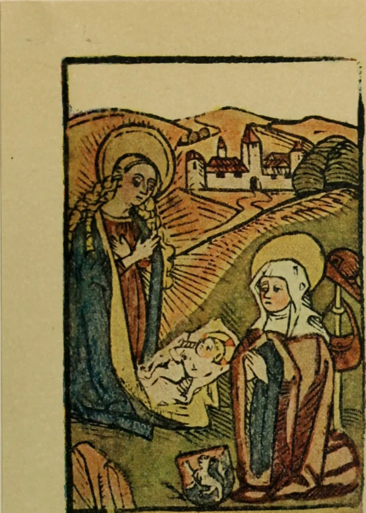 An illustration from Iconographia Birgittina typographica, 1915, leaf 46