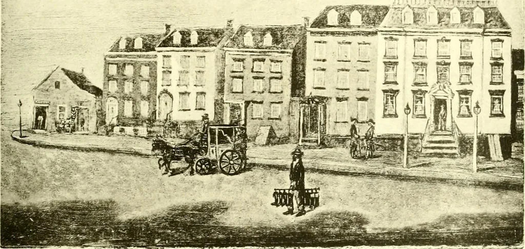 An illustration from The iconography of Manhattan Island, 1498-1909 : compiled from original sources and illustrated by photo-intaglio reproductions of important maps, plans, views, and documents in public and private collections, 1915, leaf 242